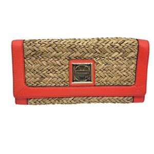 Kate Spade Folly Beach Makenzi Sea Grass Clutch Purse Woven Natural 11"x6.5"